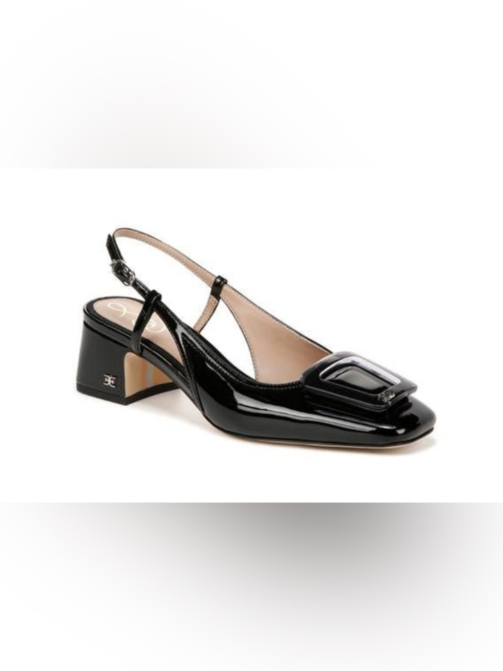 New Sam Edelman Tracie Patent Leather Slingback Heels in Black Women's Size 10
